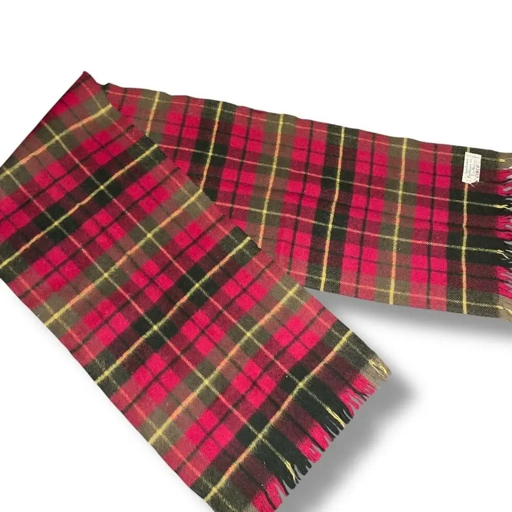 Cisco Scarf Red Plaid Cashmere Wool Hand Loomed Muffler 48